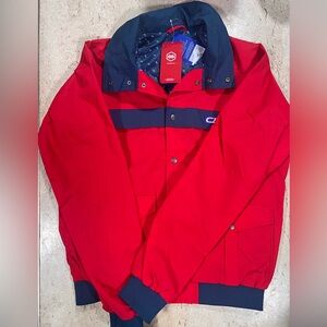 CB Sports Lightweight Full Snap Bomber Jacket  Red and Navy Women’s Size Small